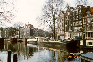 Barges on the Princengraht in Amsterdam